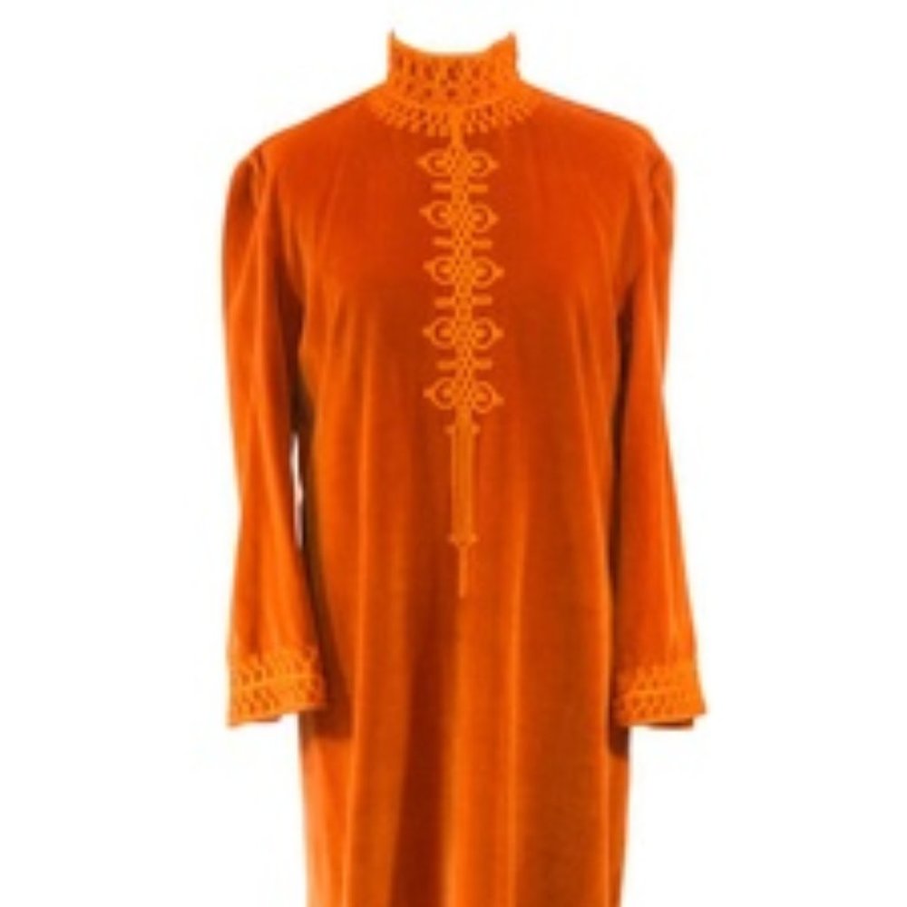 Vintage Dora Raoux Orange Velvet Dress